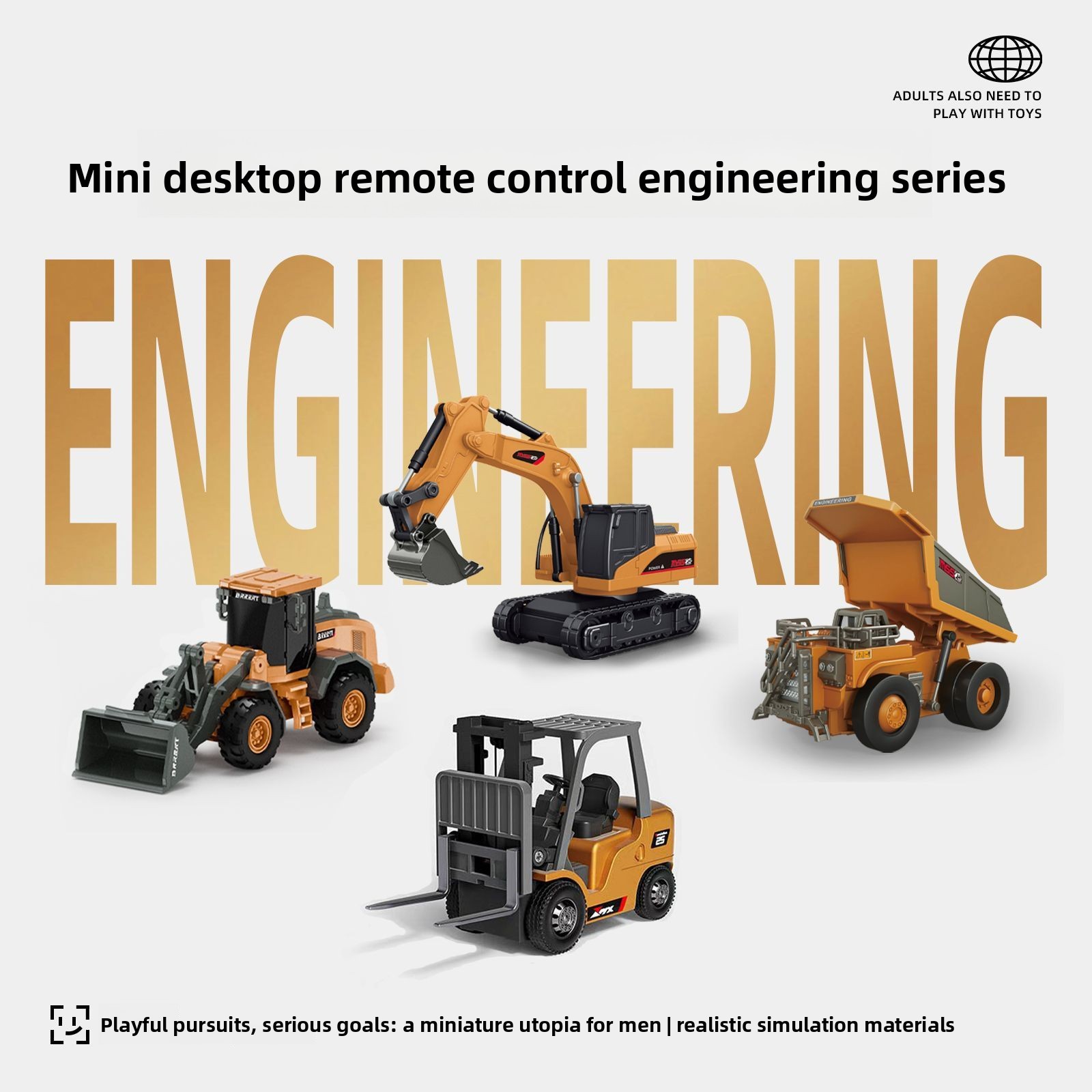 Rc Excavator Hobby - 1:64 Metall RC Baufahrzeug-Set, Bergbau-LKW Bagger