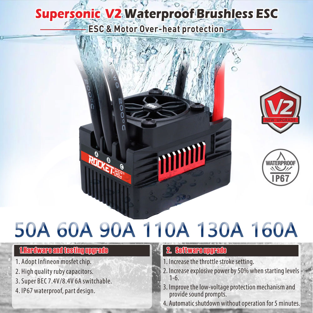 Rc Hobby Shop - ROCKET-RC RC ESC Brushless V2 50A