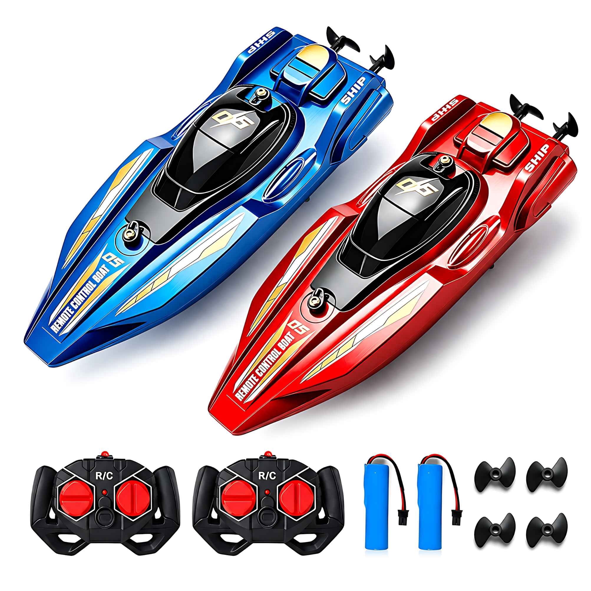 Rc Hobby Grade Boat - 2er-Set RC-Speedboote, ferngesteuertes Rennboot, Dual-Motor, wasserdichtes