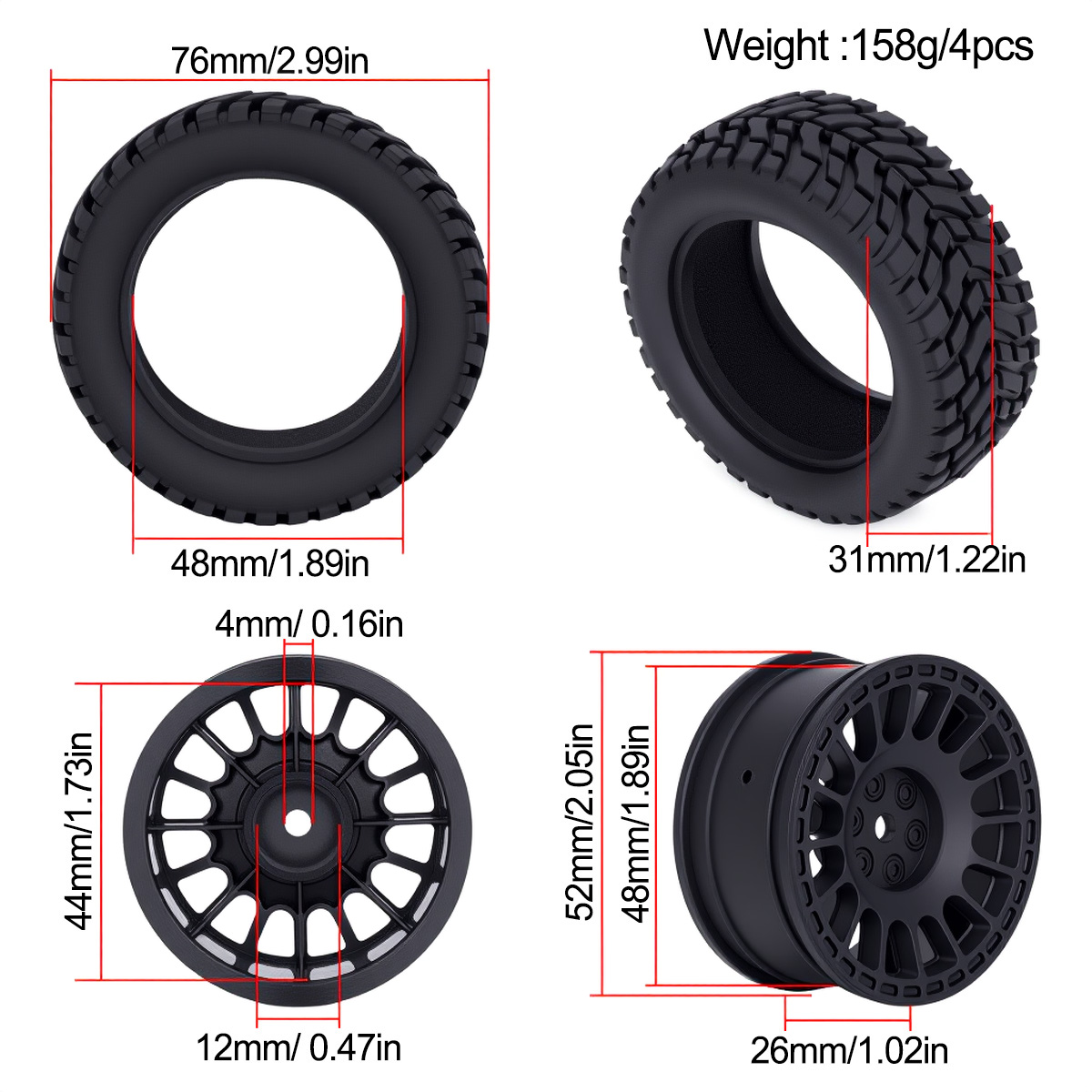 1,9 Zoll 75 * 31 mm Gummi-Kuns – Rc Hobby Engine Bewertung und Preis